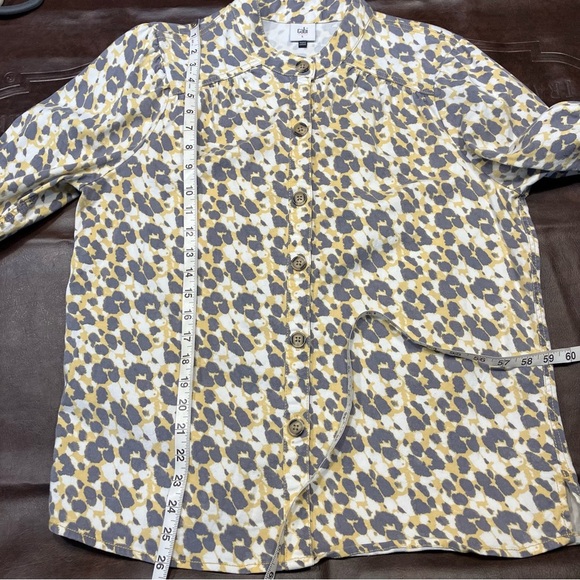 Cabi Providence Shirt Jacket #5854 Gray White Yellow‎ Print spring Woman’s large - Picture 15 of 15